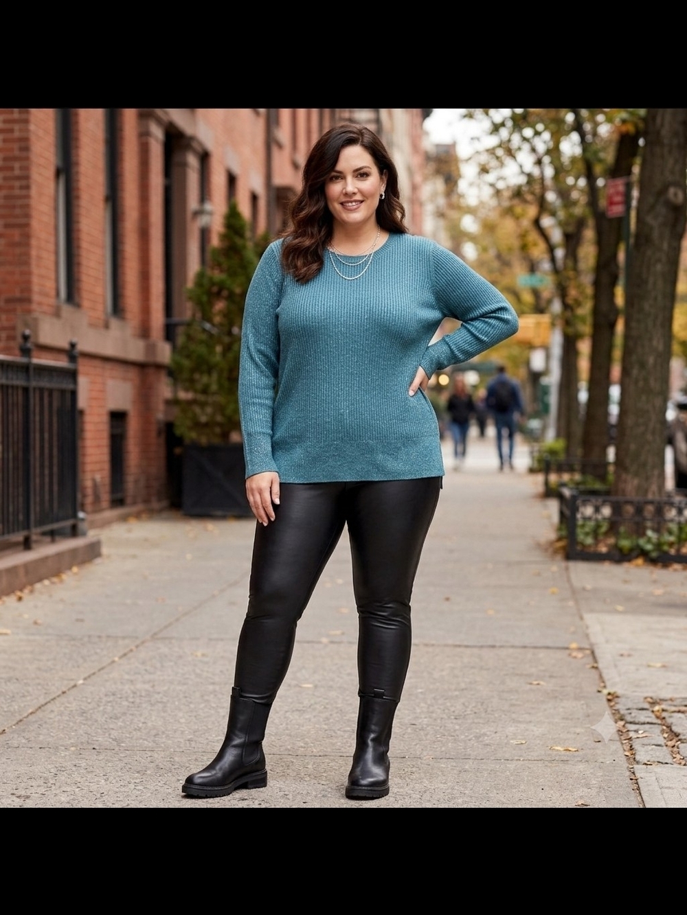 Talbots Metallic Threaded Teal Ribbed Knit Sweater Size 2X